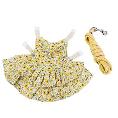 Rabbit Harness Vest Leash Set - Floral Skirt Clothes for Small Animals