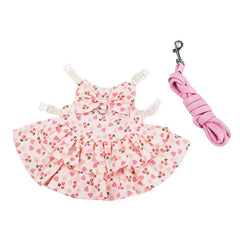 Rabbit Harness Vest Leash Set - Floral Skirt Clothes for Small Animals