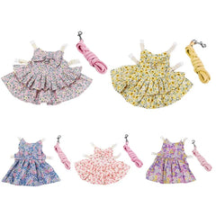 Rabbit Harness Vest Leash Set - Floral Skirt Clothes for Small Animals