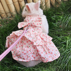 Rabbit Harness Vest Leash Set - Floral Skirt Clothes for Small Animals