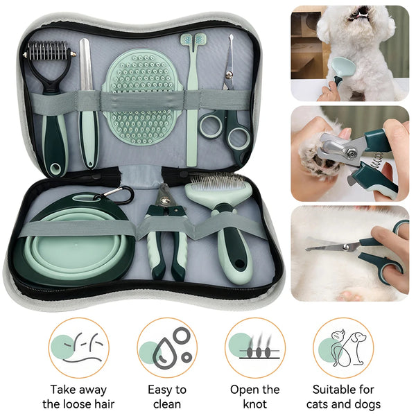 8-in-1 Professional Dog Grooming Set – Nail Clippers, Trimmers & Comb
