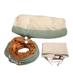 Cat's Telescopic Tunnel Cushioned Bed with Teasing Balls & Zipper Connection