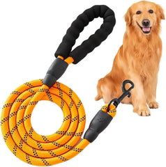 Pet Dog Leash with Padded Handle & Reflective Rope for Night Walking