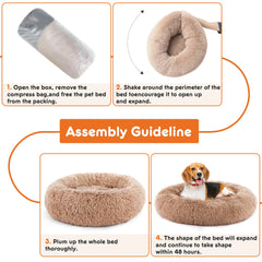 JHK Calming Dog Bed for Medium to Large Dogs – Washable & Anti-Slip Plush Faux Fur Bed