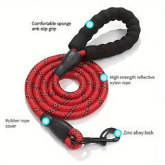 Pet Dog Leash with Padded Handle & Reflective Rope for Night Walking