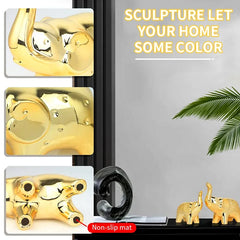 Elephant Statue Ceramic Animal Sculpture – Lucky Wealth Home Decor