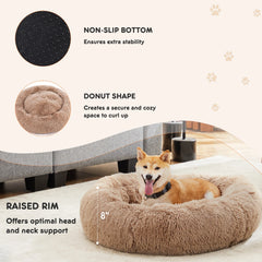 JHK Calming Dog Bed for Medium to Large Dogs – Washable & Anti-Slip Plush Faux Fur Bed