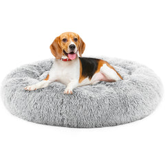 JHK Calming Dog Bed for Medium to Large Dogs – Washable & Anti-Slip Plush Faux Fur Bed