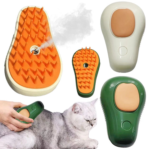 Electric Dog Steamer Brush 3-in-1 Grooming Tool for Pets