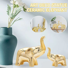Elephant Statue Ceramic Animal Sculpture – Lucky Wealth Home Decor