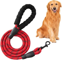 Pet Dog Leash with Padded Handle & Reflective Rope for Night Walking