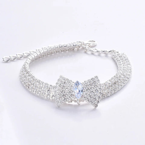 Zircon Bow Tie Chihuahua Dog Collar