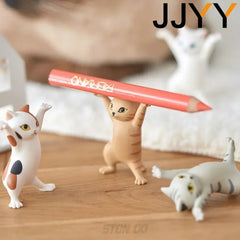 JJYY Cat Statue Pencil Holder - Desktop & Bookshelf Decoration