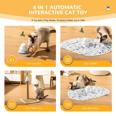 4-in-1 Rechargeable Automatic Cat Toy – Interactive Hide & Seek Exercise
