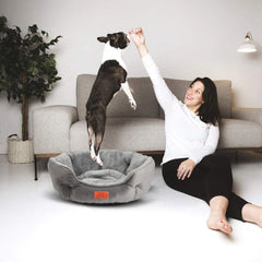 Pet Bed for Small & Large Pets, Soft & Washable, Non-Slip, Water-Resistant, Grey - 50 cm