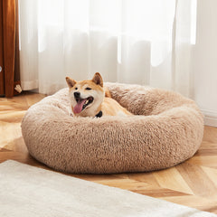 JHK Calming Dog Bed for Medium to Large Dogs – Washable & Anti-Slip Plush Faux Fur Bed