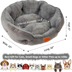 Pet Bed for Small & Large Pets, Soft & Washable, Non-Slip, Water-Resistant, Grey - 50 cm