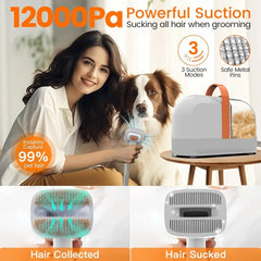 Dog Grooming Vacuum Kit with Pet Clippers - 12,000Pa Pet Hair Vacuum for Dogs