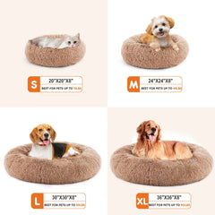 JHK Calming Dog Bed for Medium to Large Dogs – Washable & Anti-Slip Plush Faux Fur Bed