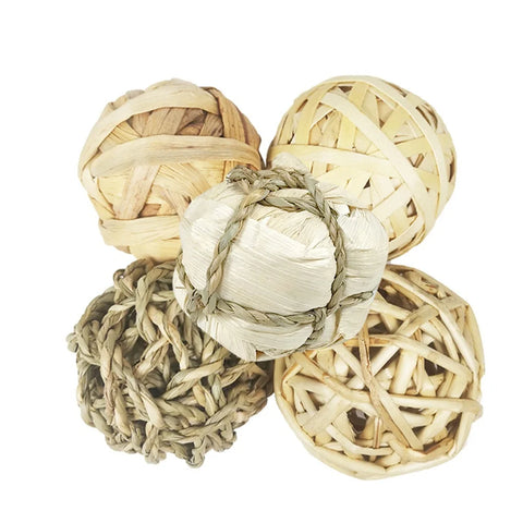 5PCS Bunny Chew Toys – Grass Balls for Rabbits & Small Pets