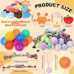 Syhood 60 Pcs Squeaky Dog Toys Bulk - Plush & Rope Chew Toys for Small Puppies
