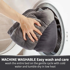 Pet Bed for Small & Large Pets, Soft & Washable, Non-Slip, Water-Resistant, Grey - 50 cm