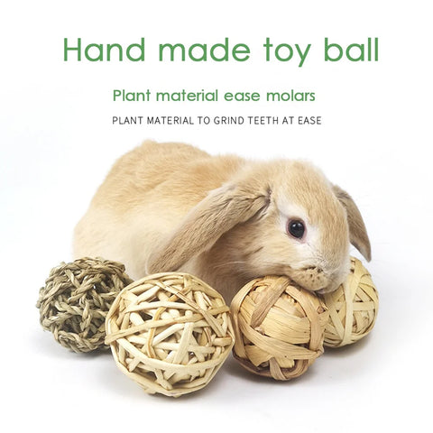 5PCS Bunny Chew Toys – Grass Balls for Rabbits & Small Pets