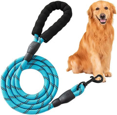 Pet Dog Leash with Padded Handle & Reflective Rope for Night Walking