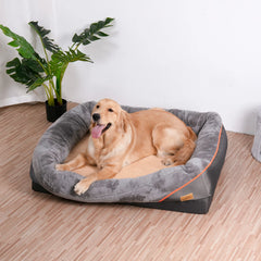 L-3XL Dog Bed Orthopedic Foam Pet Bed with Bolster & Removable Cover