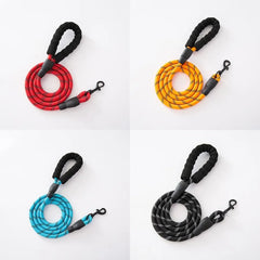 Pet Dog Leash with Padded Handle & Reflective Rope for Night Walking