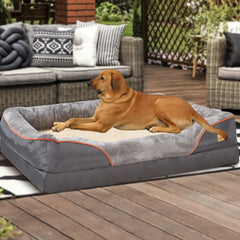 L-3XL Dog Bed Orthopedic Foam Pet Bed with Bolster & Removable Cover