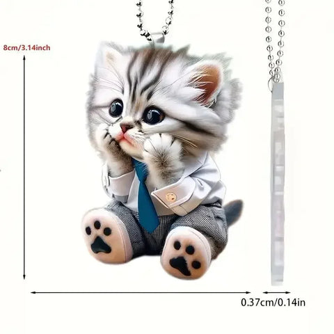 2D Acrylic Cat Car Pendant – Realistic Hanging Ornament