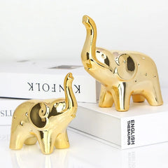 Elephant Statue Ceramic Animal Sculpture – Lucky Wealth Home Decor