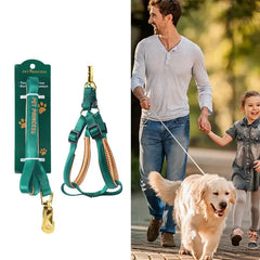 No Pull Dog Leash & Harness Set – Adjustable Nylon Harness with Anti-Breakaway 2 Buckles & Secure Leash