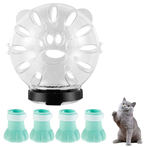 Anti-Bite Cat Hood with Paw Cover & Boots – Breathable, Reusable, Portable Clear Helmet
