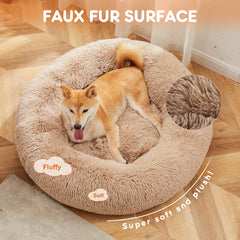 JHK Calming Dog Bed for Medium to Large Dogs – Washable & Anti-Slip Plush Faux Fur Bed