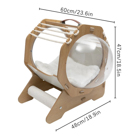 Modern Pet Bed House Spaceship with Cushion and Acrylic Dome