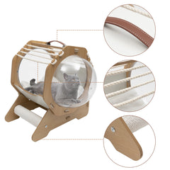 Modern Pet Bed House Spaceship with Cushion and Acrylic Dome