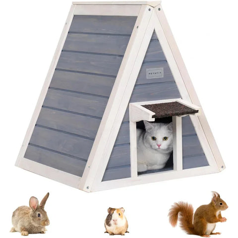 Outdoor Weatherproof House with Escape Door for Small Animals, Rabbit Shelter