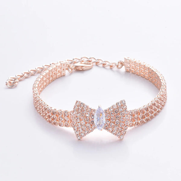 Zircon Bow Tie Chihuahua Dog Collar