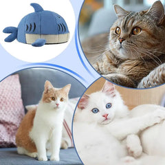Cute Shark Cat Nest Warm Comfortable Cartoon Shark Pet Cave Bed for Winter