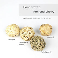 5PCS Bunny Chew Toys – Grass Balls for Rabbits & Small Pets