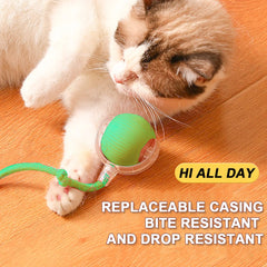 Electric Toy Cat Interactive Ball - Automatic Rolling Rechargeable Anti-Depression Pet Toy