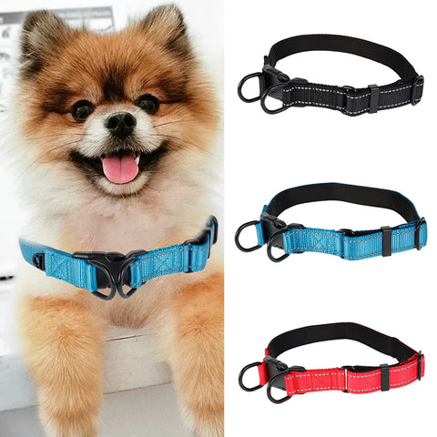 Reflective Nylon Dog Collars with Quick Release Buckle for Small Dogs