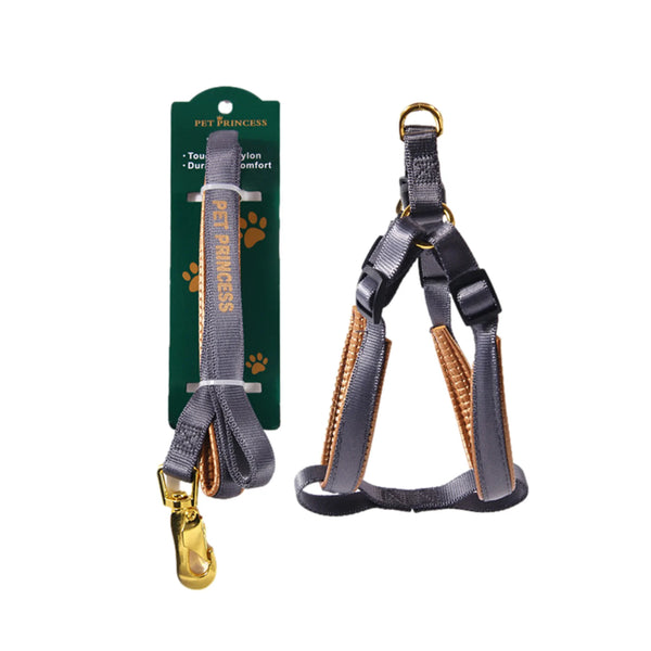 No Pull Dog Leash & Harness Set – Adjustable Nylon Harness with Anti-Breakaway 2 Buckles & Secure Leash
